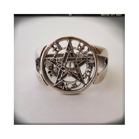 anillo tetragrammaton plata de ley pentagrama esotérico wicca