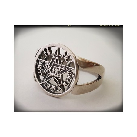 anillo tetragrammaton plata de ley pentagrama esotérico wicca