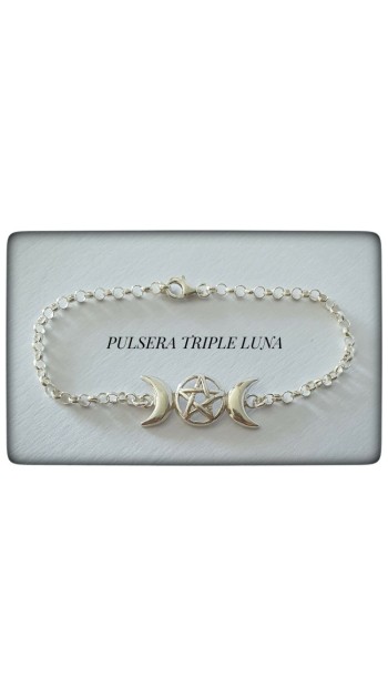 pulsera triple luna plata de ley