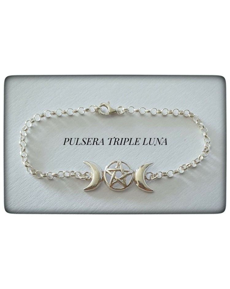 pulsera triple luna plata de ley