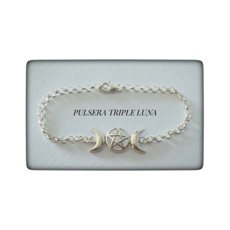 pulsera triple luna plata de ley