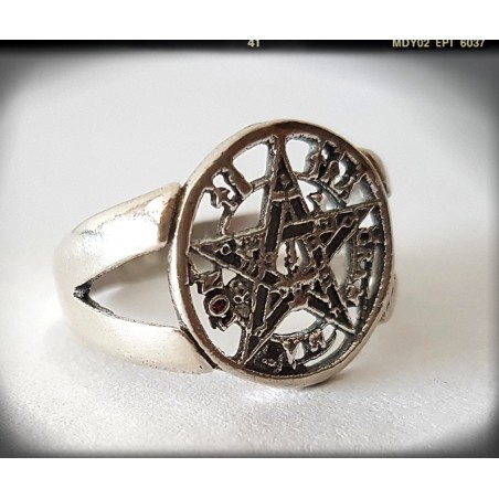 anillo tetragrammaton plata de ley pentagrama esotérico wicca