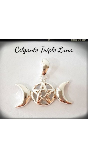 colgante triple luna plata de ley