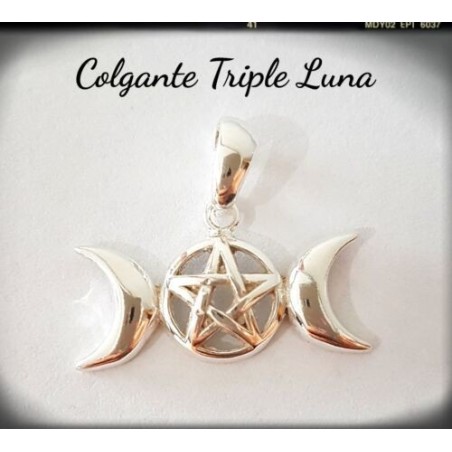 colgante triple luna plata de ley