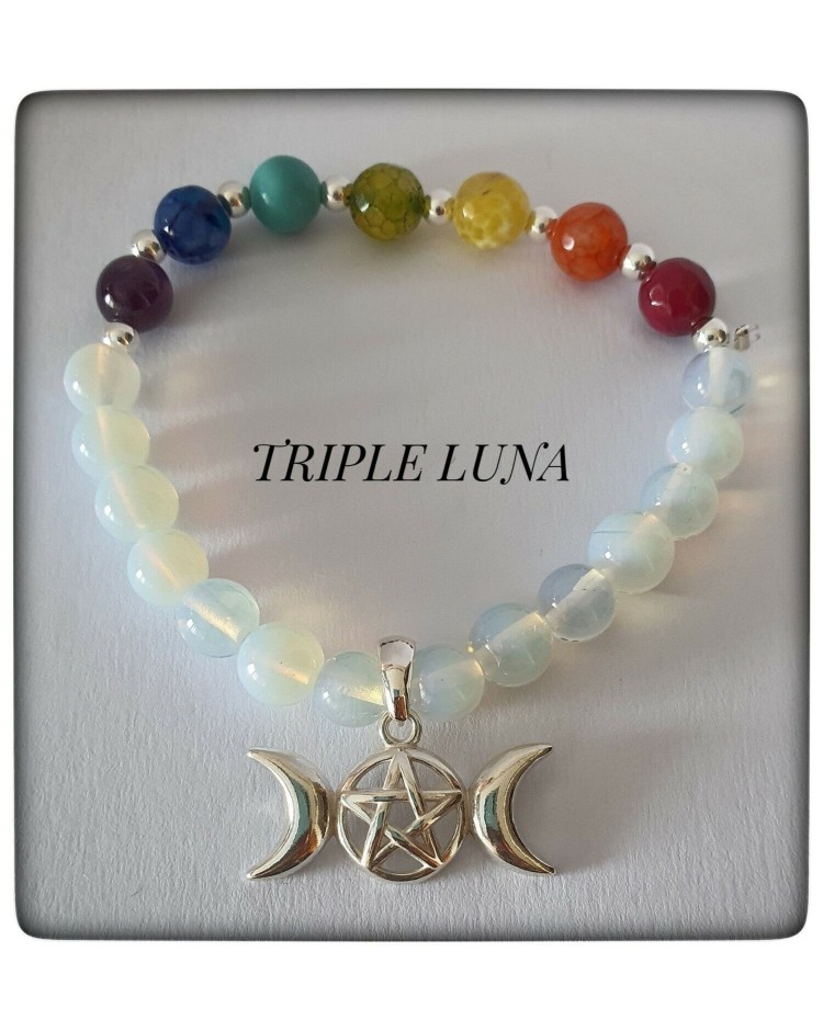 colgante triple luna plata de ley pulsera