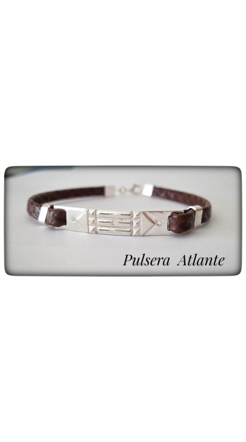 pulsera atlante plata de ley egipto pulsera cuero