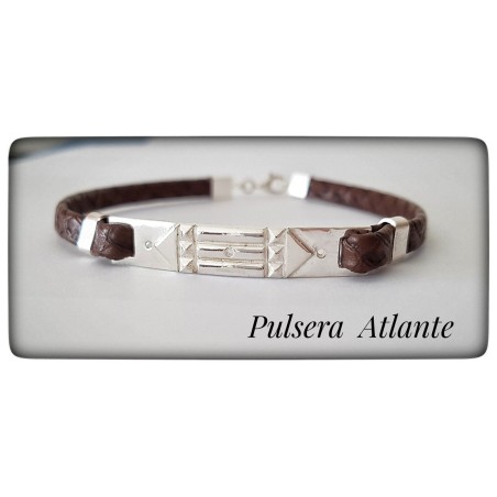 pulsera atlante plata de ley egipto pulsera cuero