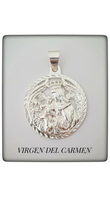 colgante virgen del carmen patrona de marineros plata chapado oro