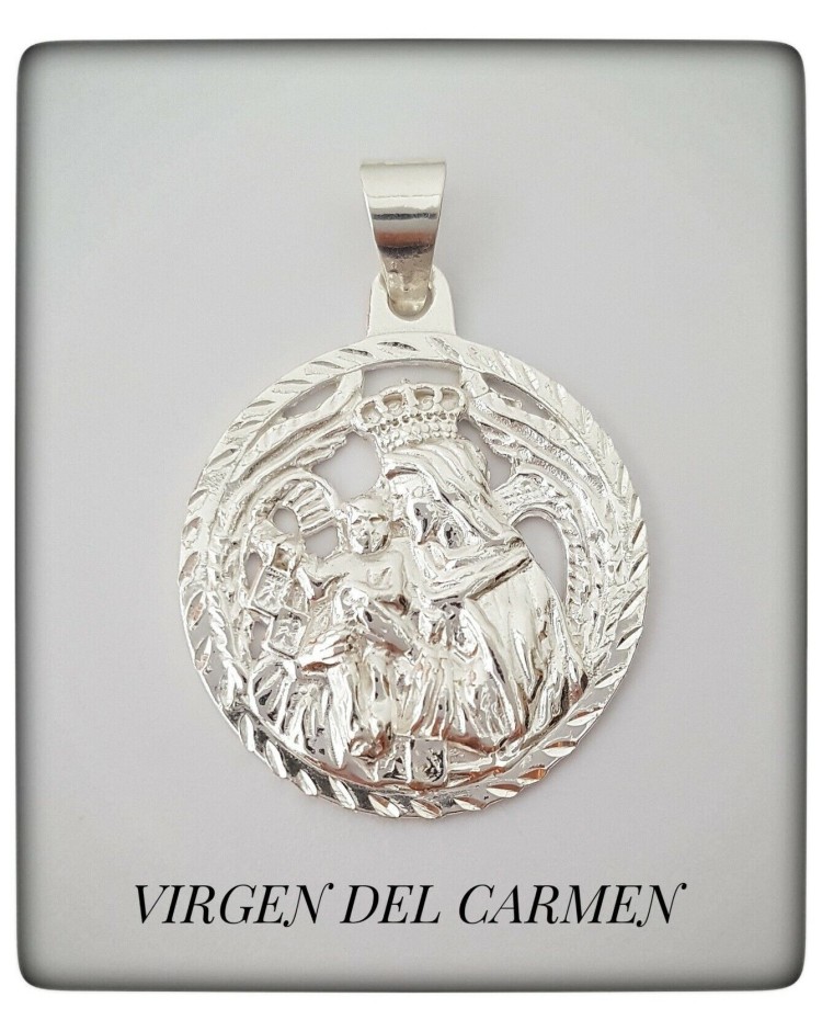 colgante virgen del carmen patrona de marineros plata chapado oro