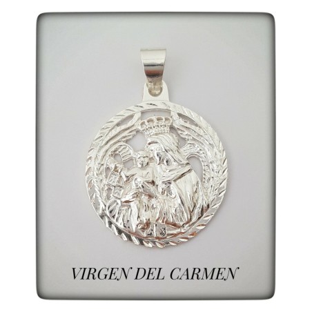 colgante virgen del carmen patrona de marineros plata chapado oro