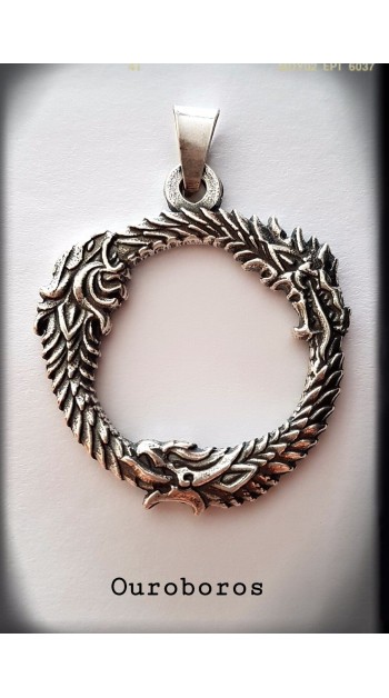 dragon nordico ouroboros principio fin plata de ley colgante amuleto