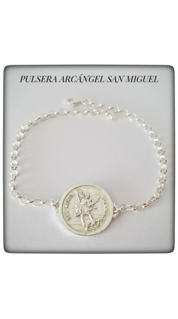 arcangel san miguel pulsera cadena rolo medallon