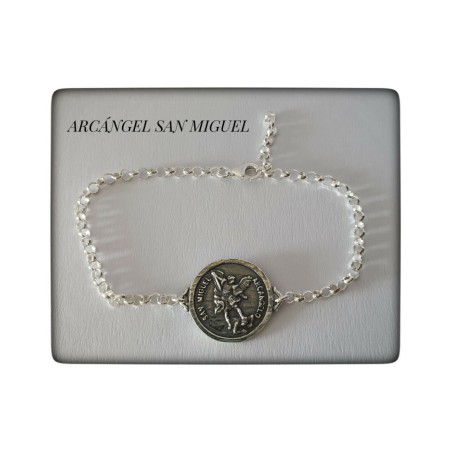 arcangel san miguel pulsera cadena rolo medallon