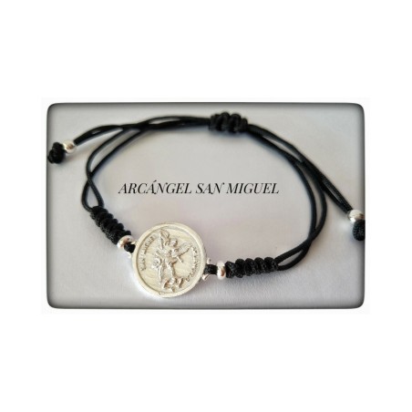 arcangel san miguel pulsera hilo medallon