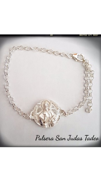 pulsera plata de ley san judas tadeo medalla