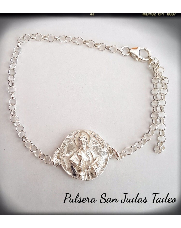 pulsera plata de ley san judas tadeo medalla