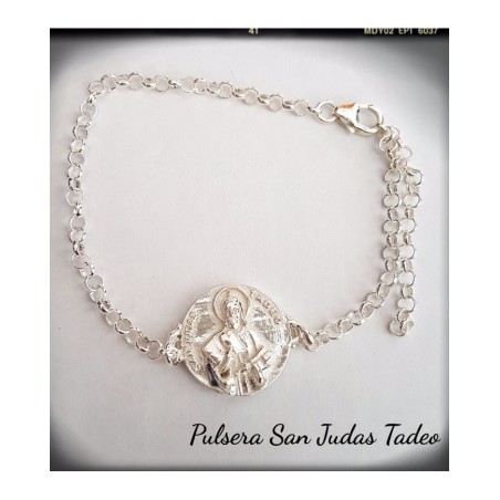 pulsera plata de ley san judas tadeo medalla