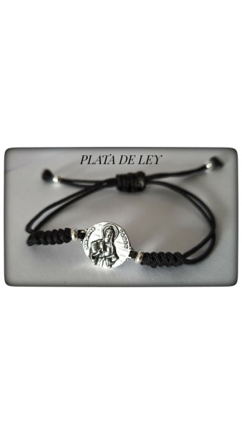 pulsera con medalla san judas tadeo en plata de ley