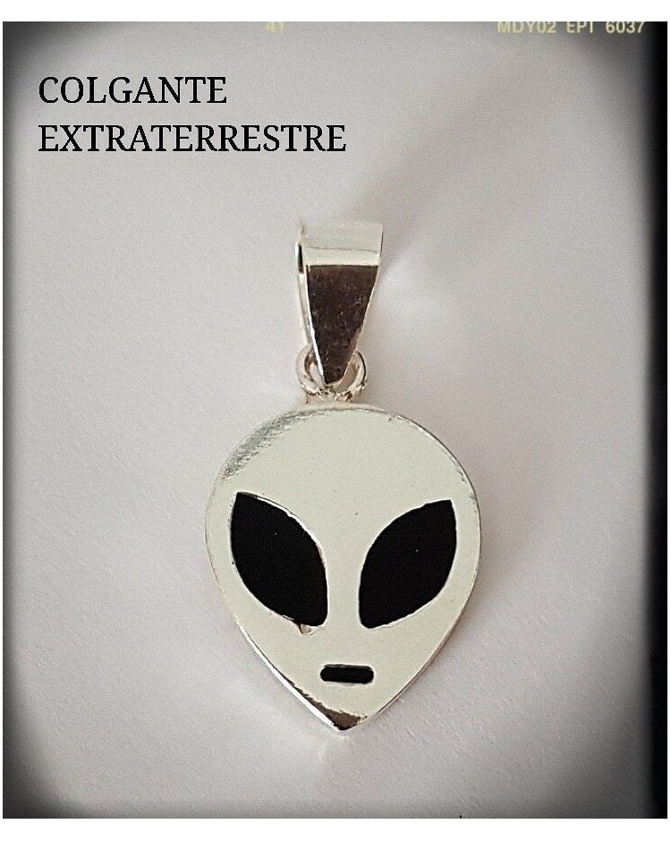 alien ufo extraterrestre plata de ley colgante