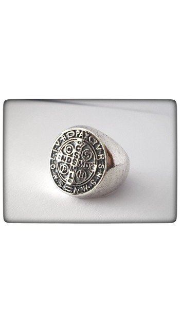 sello anillo plata de ley san benito proteccion protector amuleto