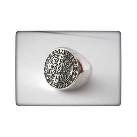 sello anillo plata de ley san benito proteccion protector amuleto