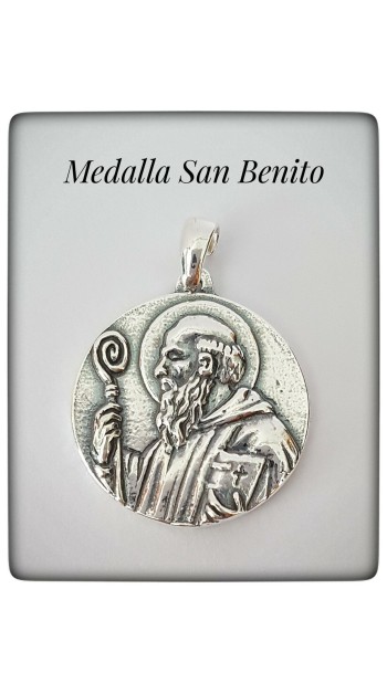 san benito plata de ley medallon medalla san benito nursia proteccion