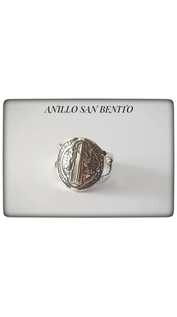 anillo san benito plata de ley sello