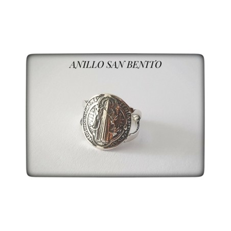 anillo san benito plata de ley sello