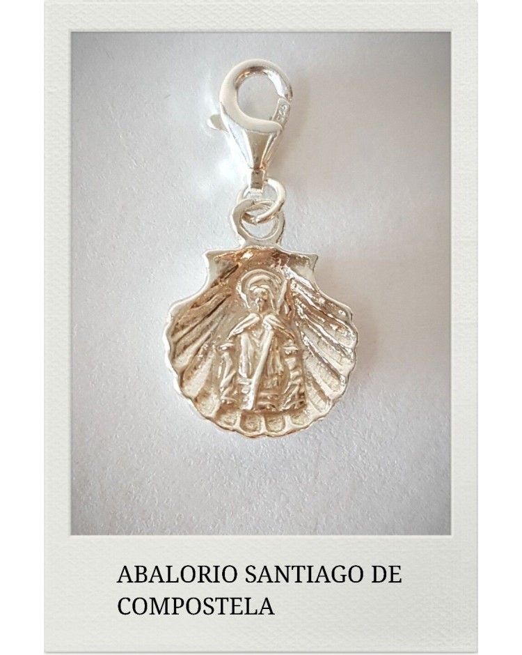abalorio apostol santiago y concha de santiago plata de ley