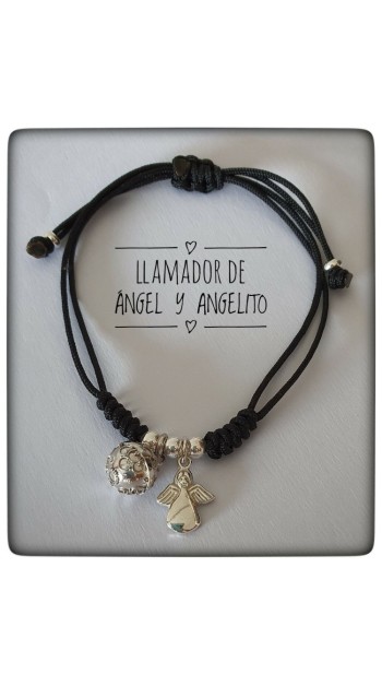 llamador de angel plata de ley angel de la guarda pulsera