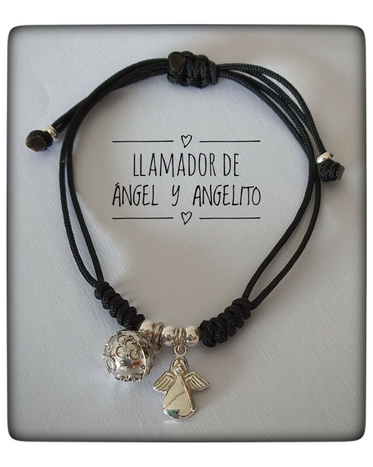 llamador de angel plata de ley angel de la guarda pulsera