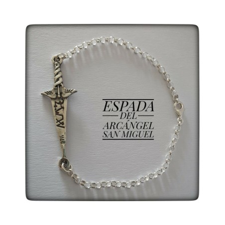 espada arcangel san miguel plata de ley oro pulsera