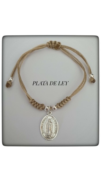 Virgen de guadalupe plata de ley colgante pulsera religion