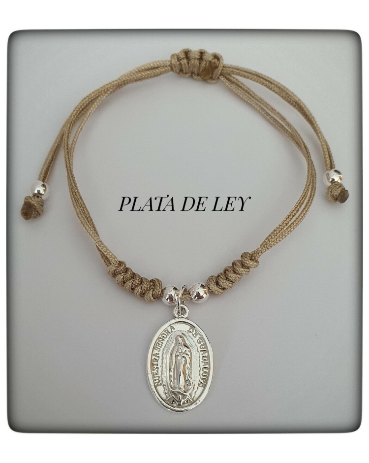 Virgen de guadalupe plata de ley colgante pulsera religion