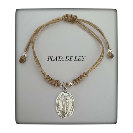 Virgen de guadalupe plata de ley colgante pulsera religion