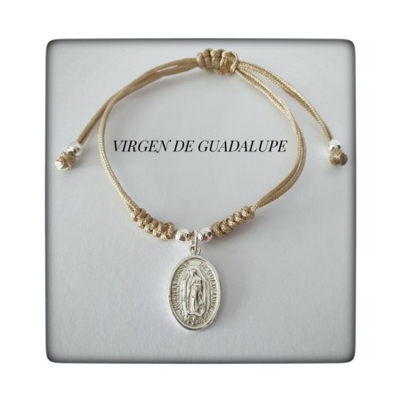 Virgen de guadalupe plata de ley colgante pulsera religion