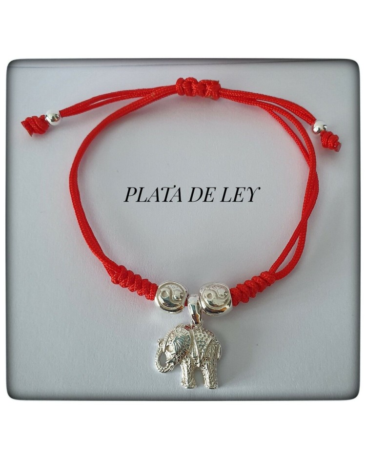 yin yang elefante de la suerte plata de ley colgante pulsera india