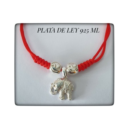 yin yang elefante de la suerte plata de ley colgante pulsera india