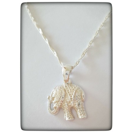 elefante de la suerte con cadena plata de ley india hindu