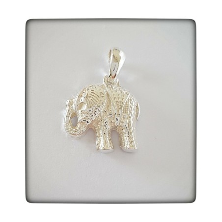 elefante de la suerte con cadena plata de ley india hindu