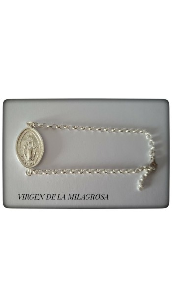 pulsera virgen de la milagrosa plata de ley medalla colgante