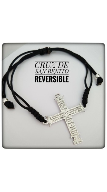 cruz san benito plata de ley pulsera colgante