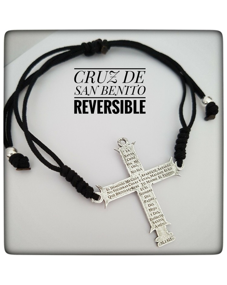 cruz san benito plata de ley pulsera colgante