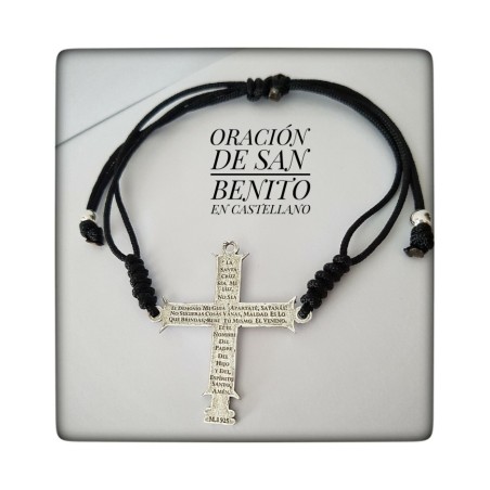 cruz san benito plata de ley pulsera colgante