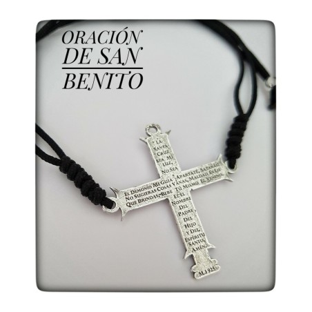 cruz san benito plata de ley pulsera colgante