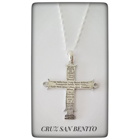 cruz san benito plata de ley colgante cadena pulsera oracion conjuro