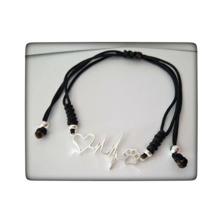 pulsera huella de perro gato plata de ley mascota amor corazon