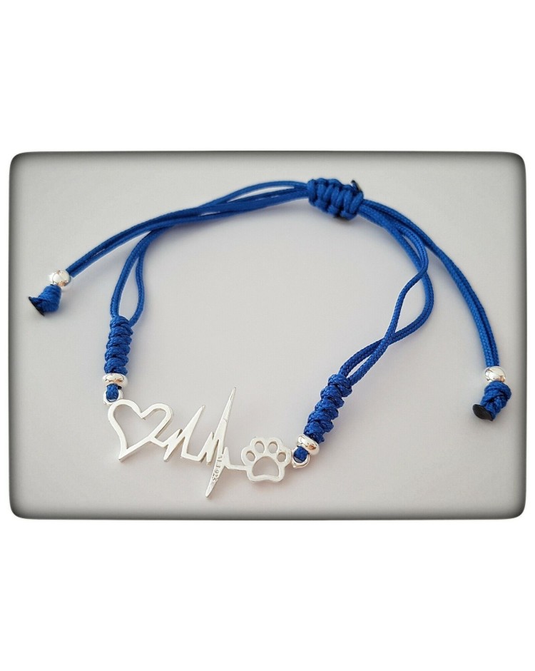 pulsera huella de perro gato plata de ley mascota amor corazon