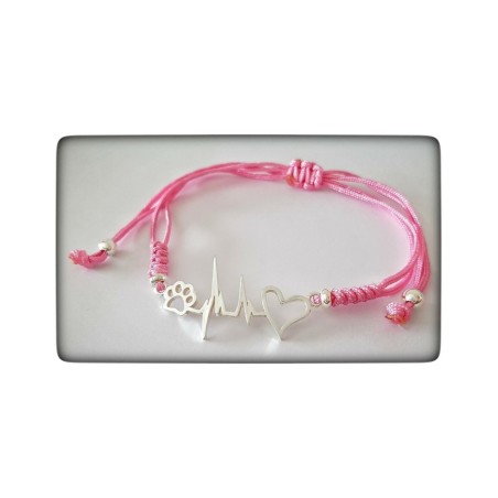 pulsera huella de perro gato plata de ley mascota amor corazon