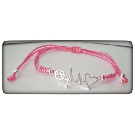 pulsera huella de perro gato plata de ley mascota amor corazon